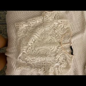White Zara see-through lace top w sequins